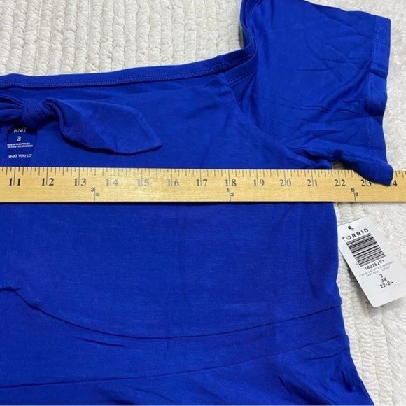 TORRID Babydoll Soft Tie - Front off - Shoulder Top Size 3 (3X) Color Blue - Picture 4 of 7